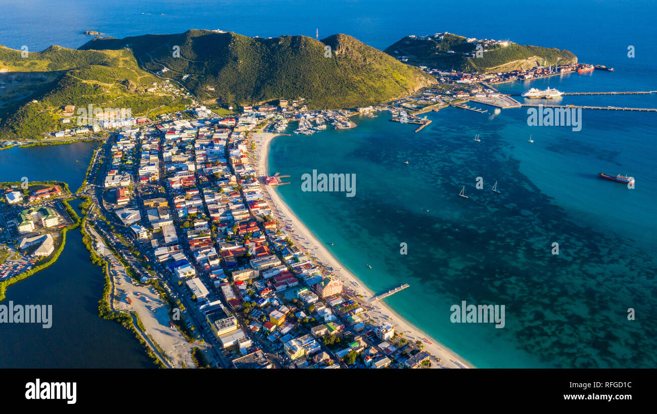 Philipsburg, Saint Martin Island, St Martin, Sint Maarten Caribbean Sea Stock Photo