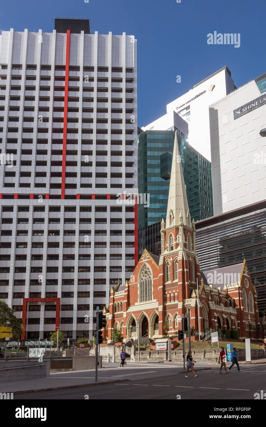 Australia, Queensland, Brisbane, Uniting church & modern skyline Stock Photo