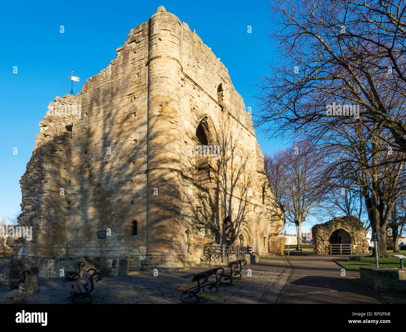 The Kings Tower at Knaresborough Castle in winter sunshine