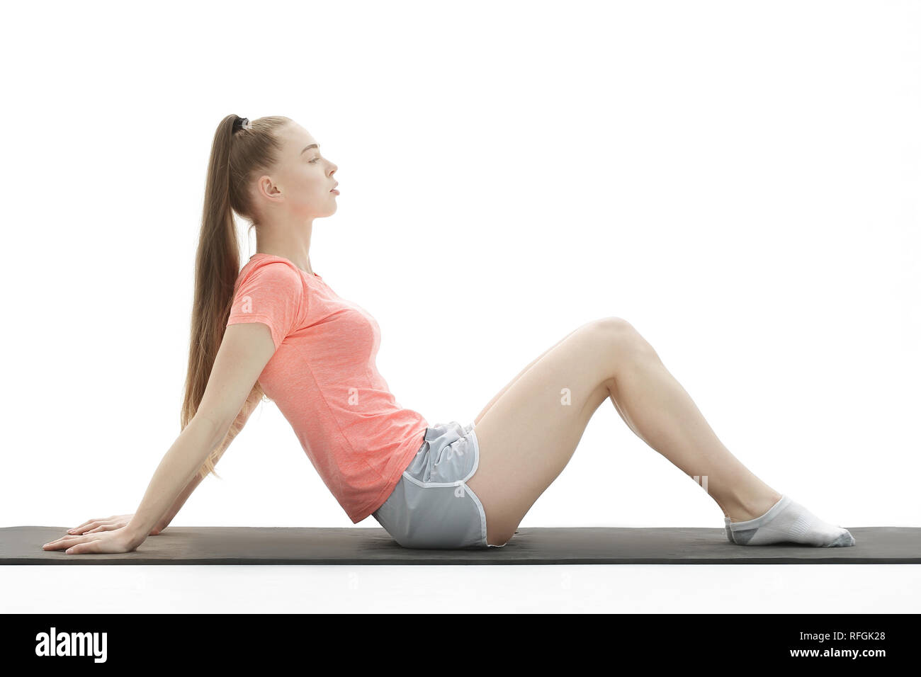 fitness woman doing exercise to strengthen the abdominal muscles Stock Photo