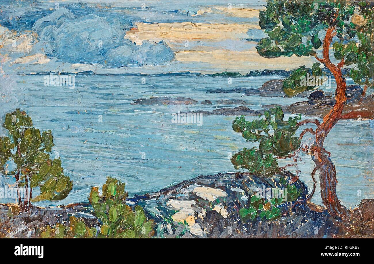 HELMER OSSLUND, 1866-1938, Nordic Landscape 58.jpg - RFGKB8 Stock Photo