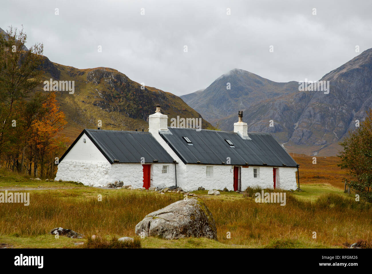 Black Rock Cottage in Ballachulish, Scotland Stock Photo