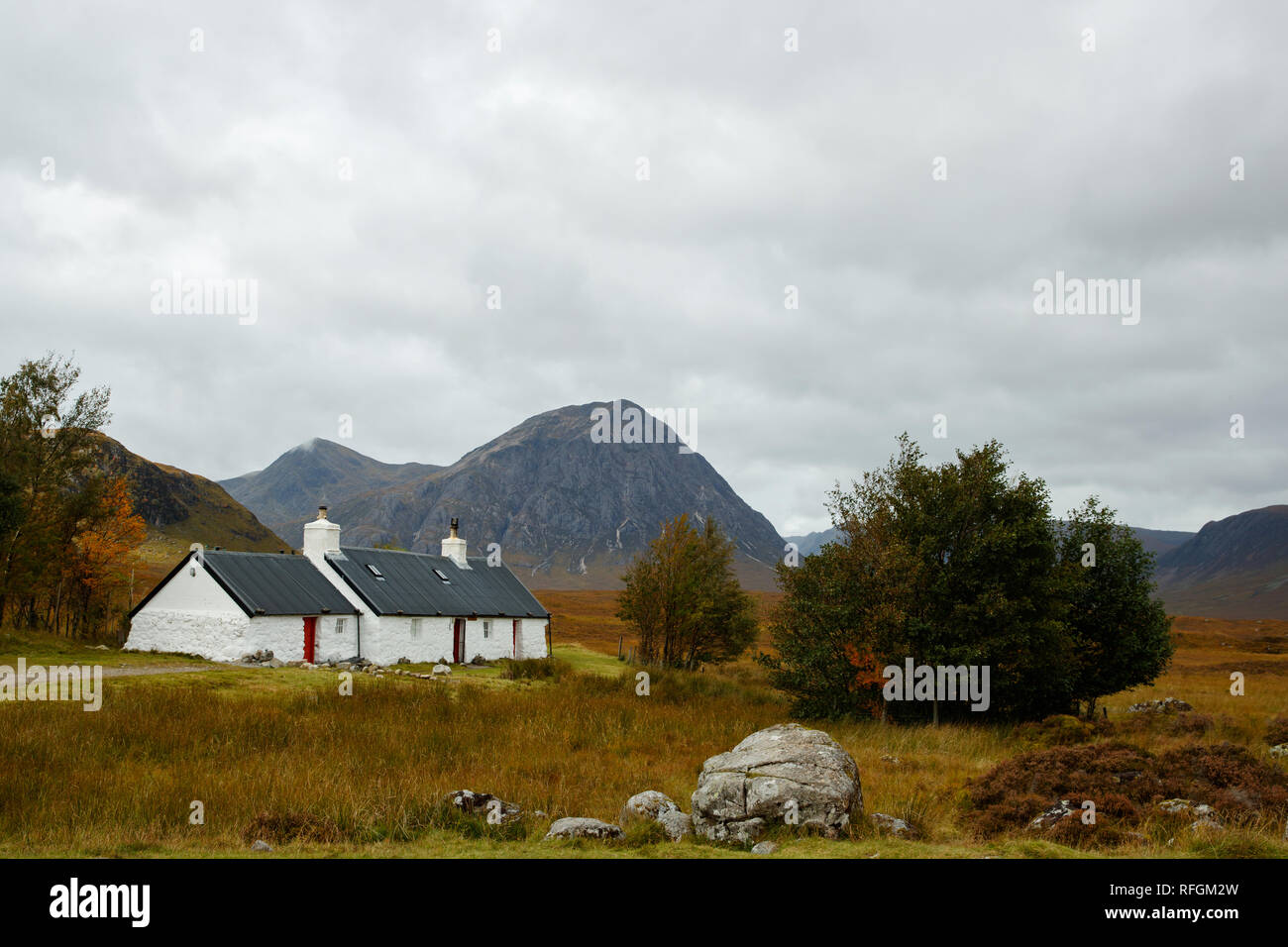 Black Rock Cottage in Ballachulish, Scotland Stock Photo