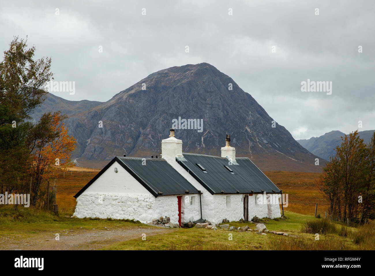 Black Rock Cottage in Ballachulish, Scotland Stock Photo