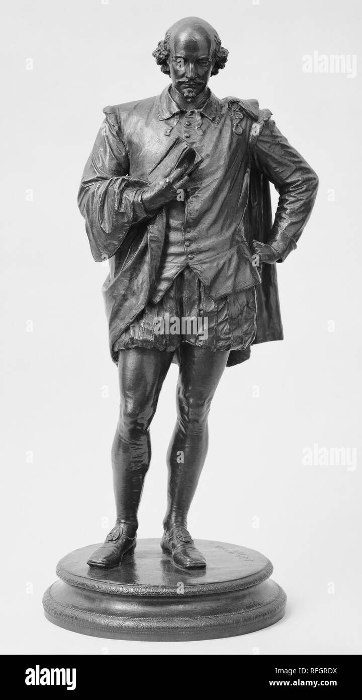 William Shakespeare. Artist: John Quincy Adams Ward (American, Urbana, Ohio 1830-1910 New York). Dimensions: 28 x 11 x 11 in. (71.1 x 27.9 x 27.9 cm). Date: 1870, cast after 1910.  In 1870 Ward produced a small study of William Shakespeare (1564-1616) that was approved by the City of New York for a heroic statue to be installed in Central Park. The over-lifesize finished sculpture, celebrating the 300th anniversary of the poet's birth, was unveiled on May 23, 1872, eight years after the monument's cornerstone was laid. Although there are small differences between the monumental bronze and subs Stock Photo