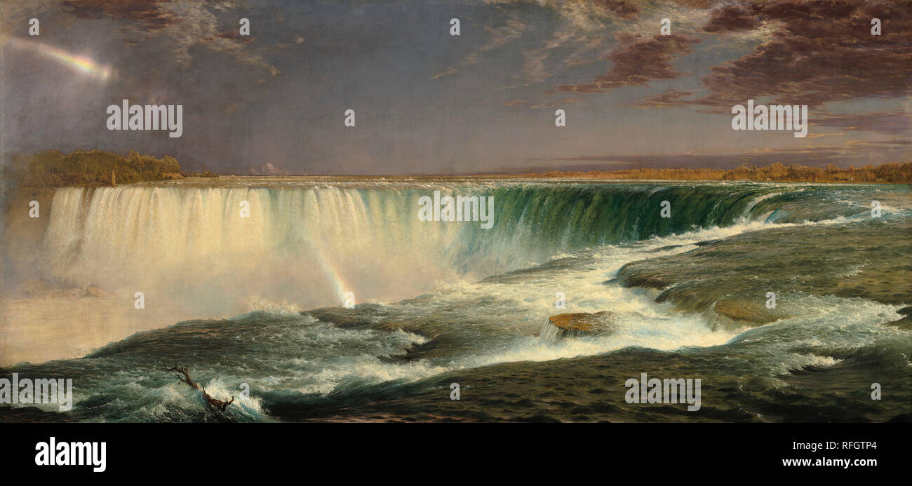 Niagara. Dated: 1857. Dimensions: overall: 101.6 × 229.9 cm (40 × 90 1/2 in.)  framed: 164.5 × 286.4 × 17.8 cm (64 3/4 × 112 3/4 × 7 in.). Medium: oil on canvas. Museum: National Gallery of Art, Washington DC. Author: FREDERIC EDWIN CHURCH. Stock Photo