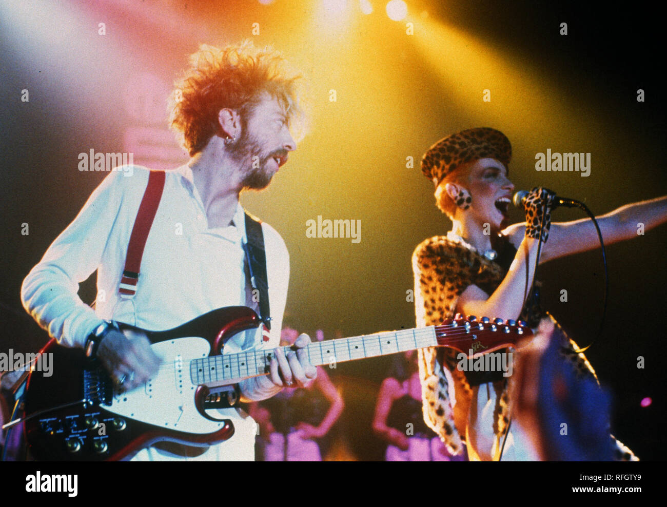 EURYTHMICS UK pop duo with Annie Lennox and David Stewart about 1989 Stock Photo