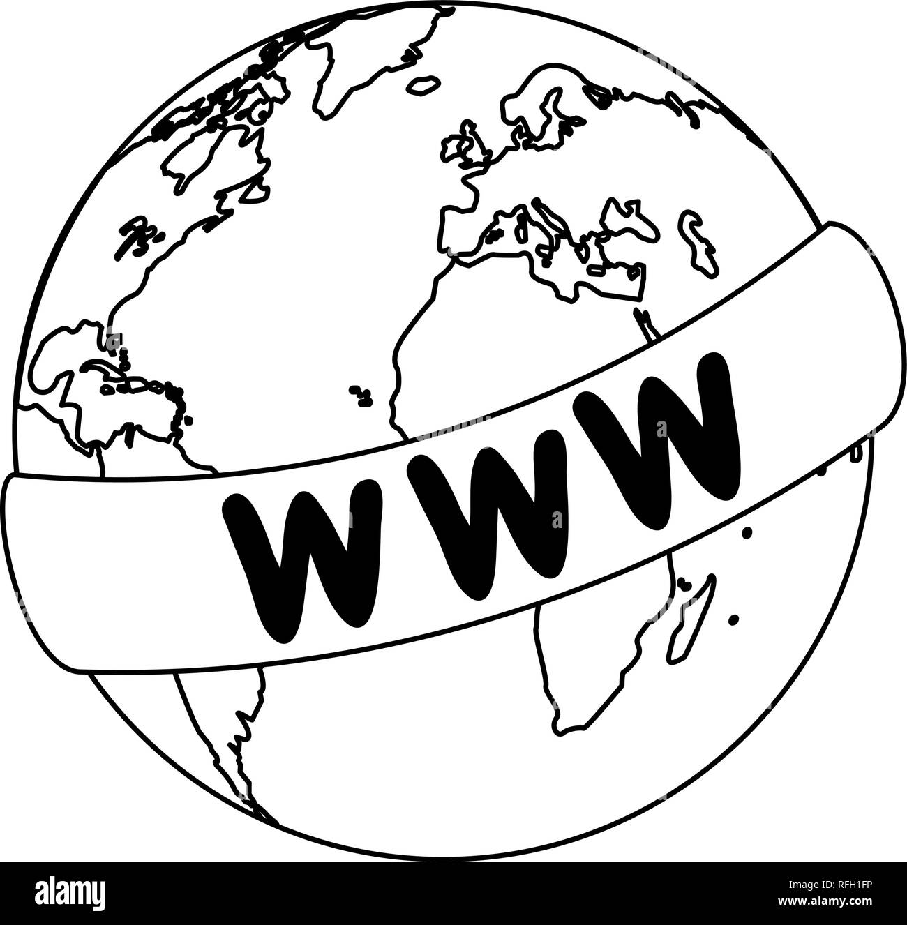 World website symbol isolated in black and white Stock Vector Image