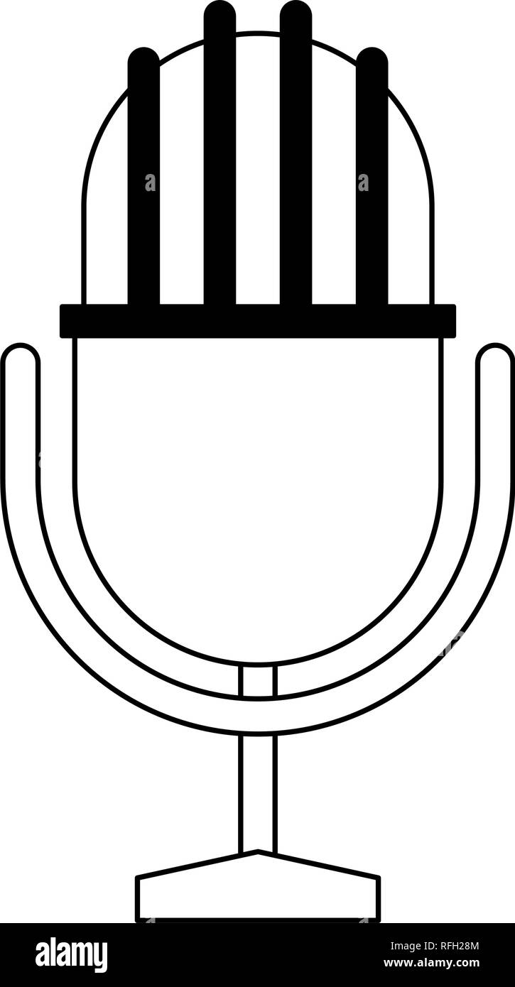 Vintage microphone symbol in black and white Stock Vector Image & Art ...