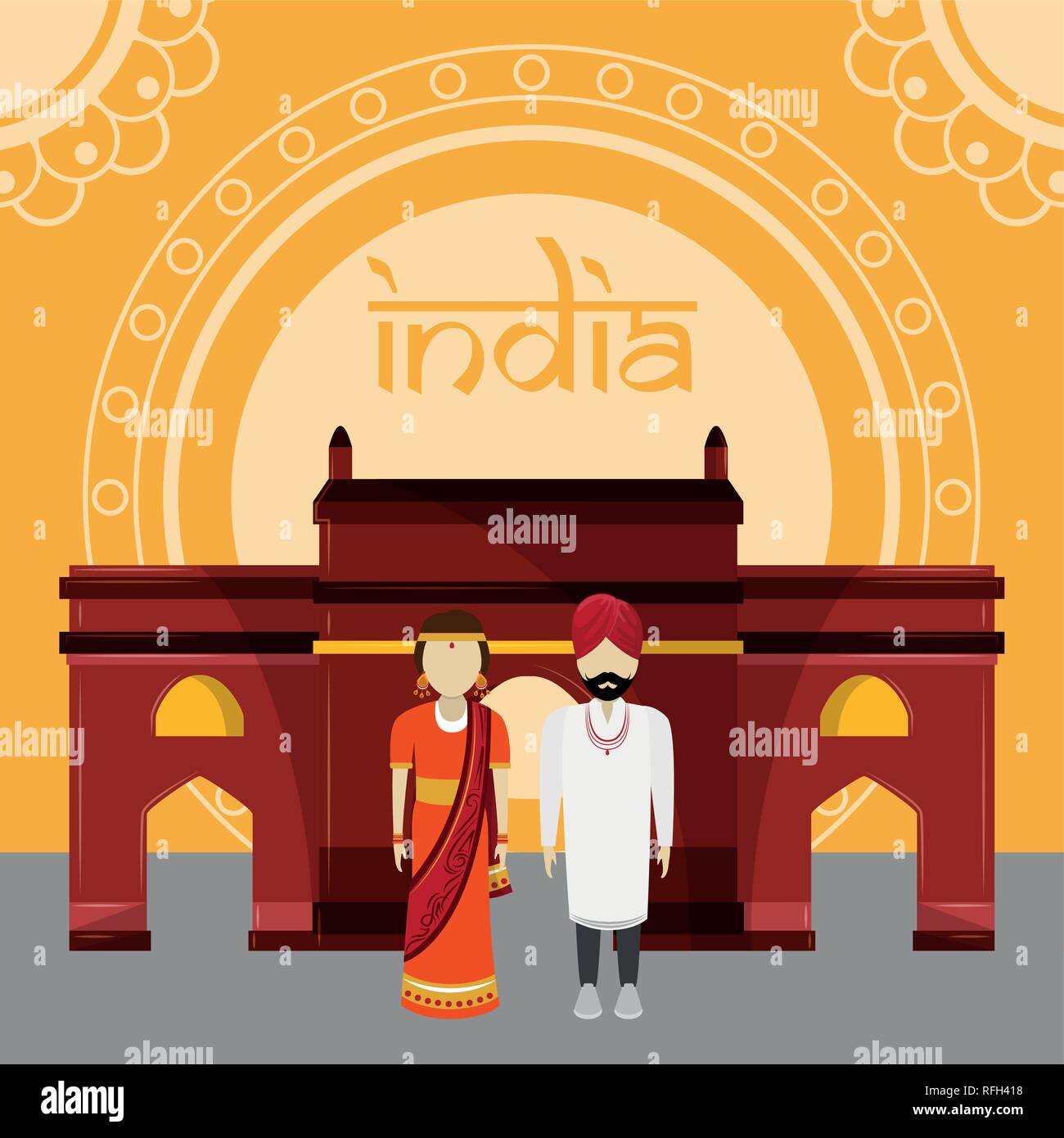 India travel and culture Stock Vector