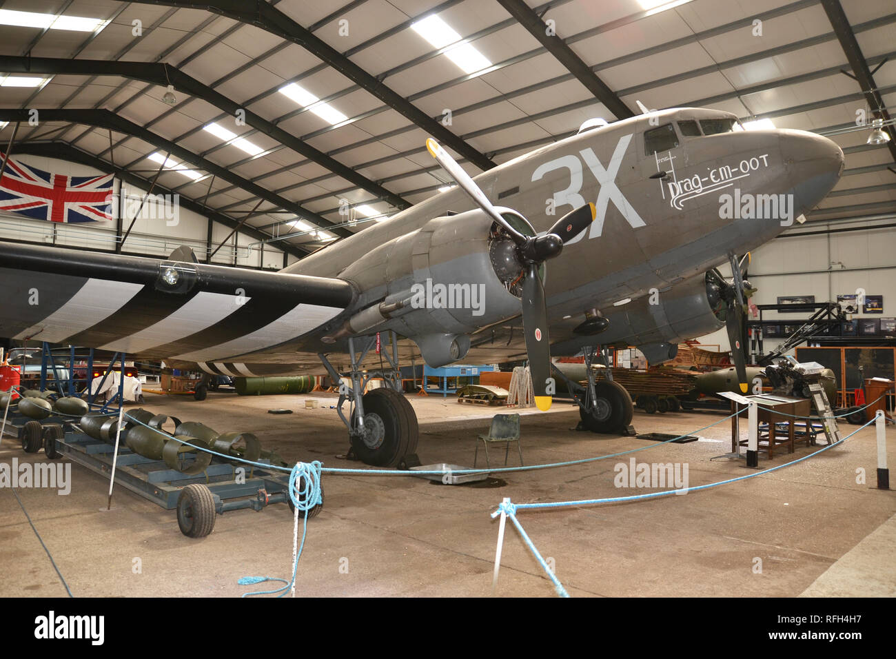 A Douglas DC3 Dakota at the Lincolnshire Aviation Heritage Centre, East