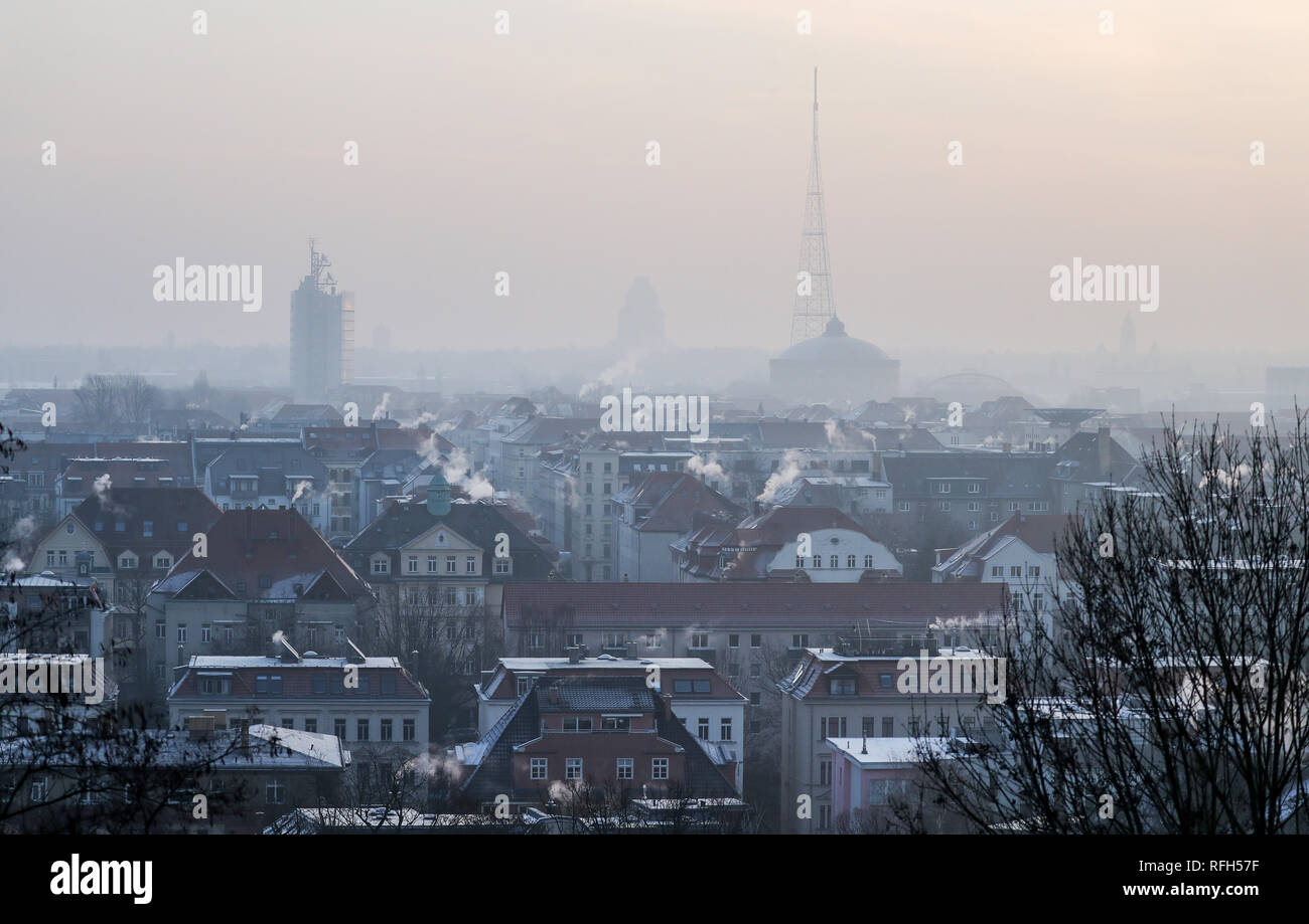 Leipzig, Germany. 23rd Jan, 2019. Panoramic view to the south of ...
