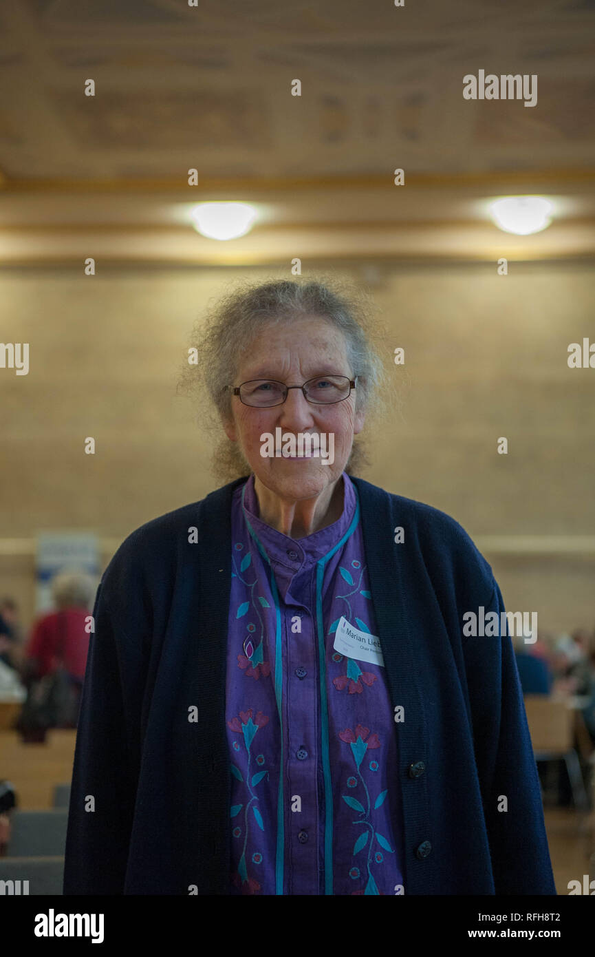 Bristol, UK. 25th Jan 2019. Marian Liebmann event organiser in Bristol