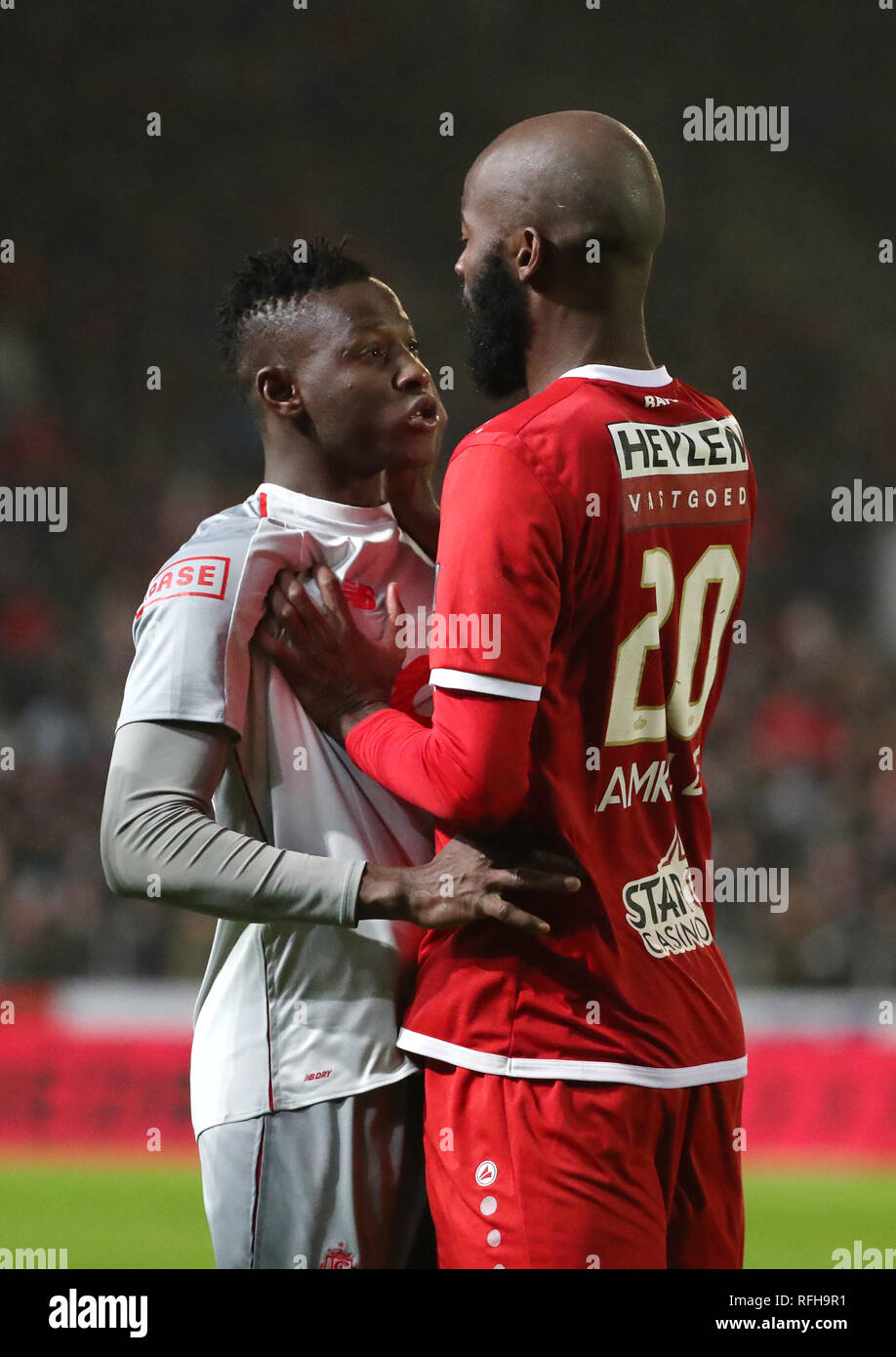Antwerpen Belgium January 25 Moussa Djenepo Of Standard And Didier Lamkel Ze Of Antwerp During The Jupiler Pro League Match Day 23 Between Royal Antwerp Fc And Standard De Liege