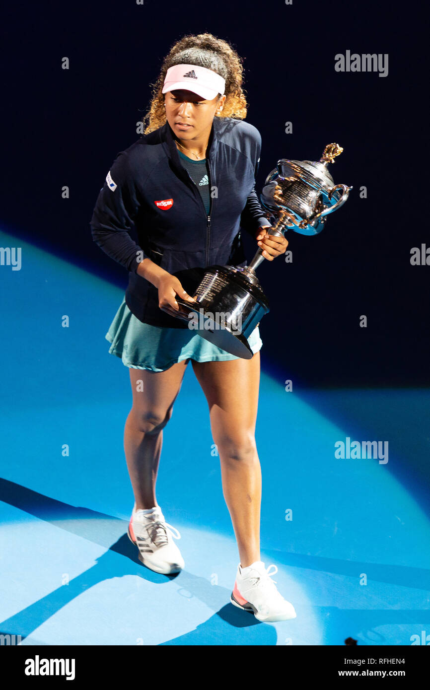 Melbourne, Australia. 26th Jan, 2019. Naomi Osaka from Japan won the  women's title at the 2019 Australian Open Grand Slam tennis tournament in  Melbourne, Australia, and became the new world number one.