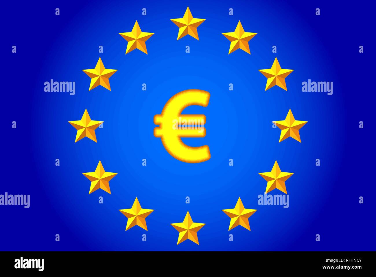 National flag of the European Union and euro symbol Stock Vector