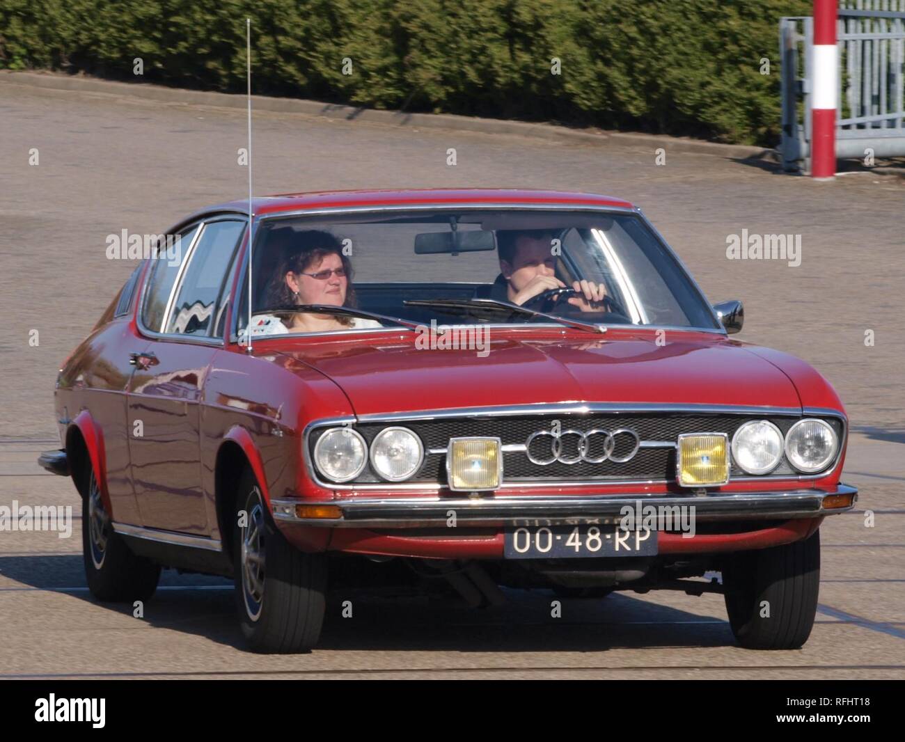 Audi 100 Coupe S, build in 1977, Dutch licence registration 00-48-RP, at IJmuiden, The Netherlands, pic3. Stock Photo