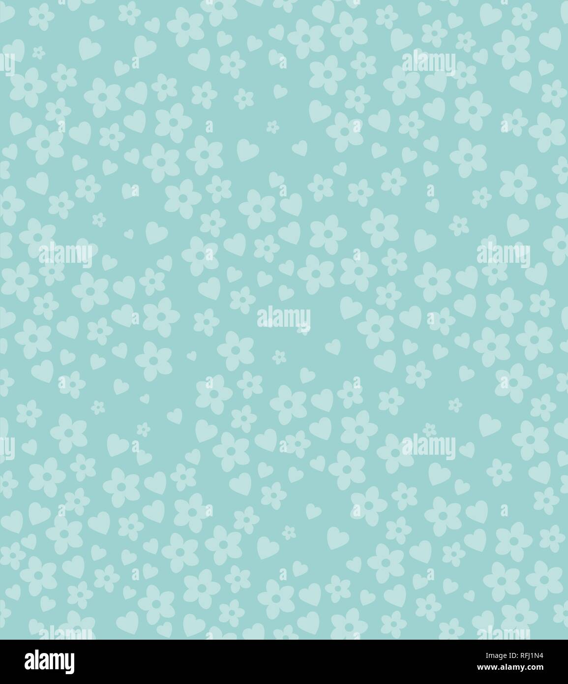 Spring seamless pattern with flowers and hearts Stock Vector