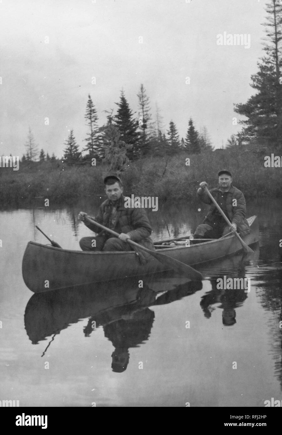 1920's The Man in the Canoe Original  Vernacular Photo Snapshot