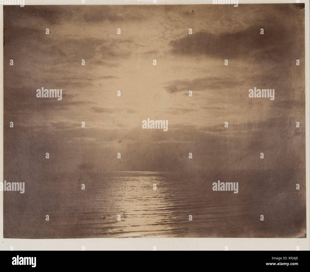 Solar Effect in the Clouds--Ocean (Effet de soleil dans les nuages--ocean). Date/Period: 1850/1890. Albumen print. Width: 40.3. Height: 31.2 (image). Author: Gustave Le Gray. Stock Photo