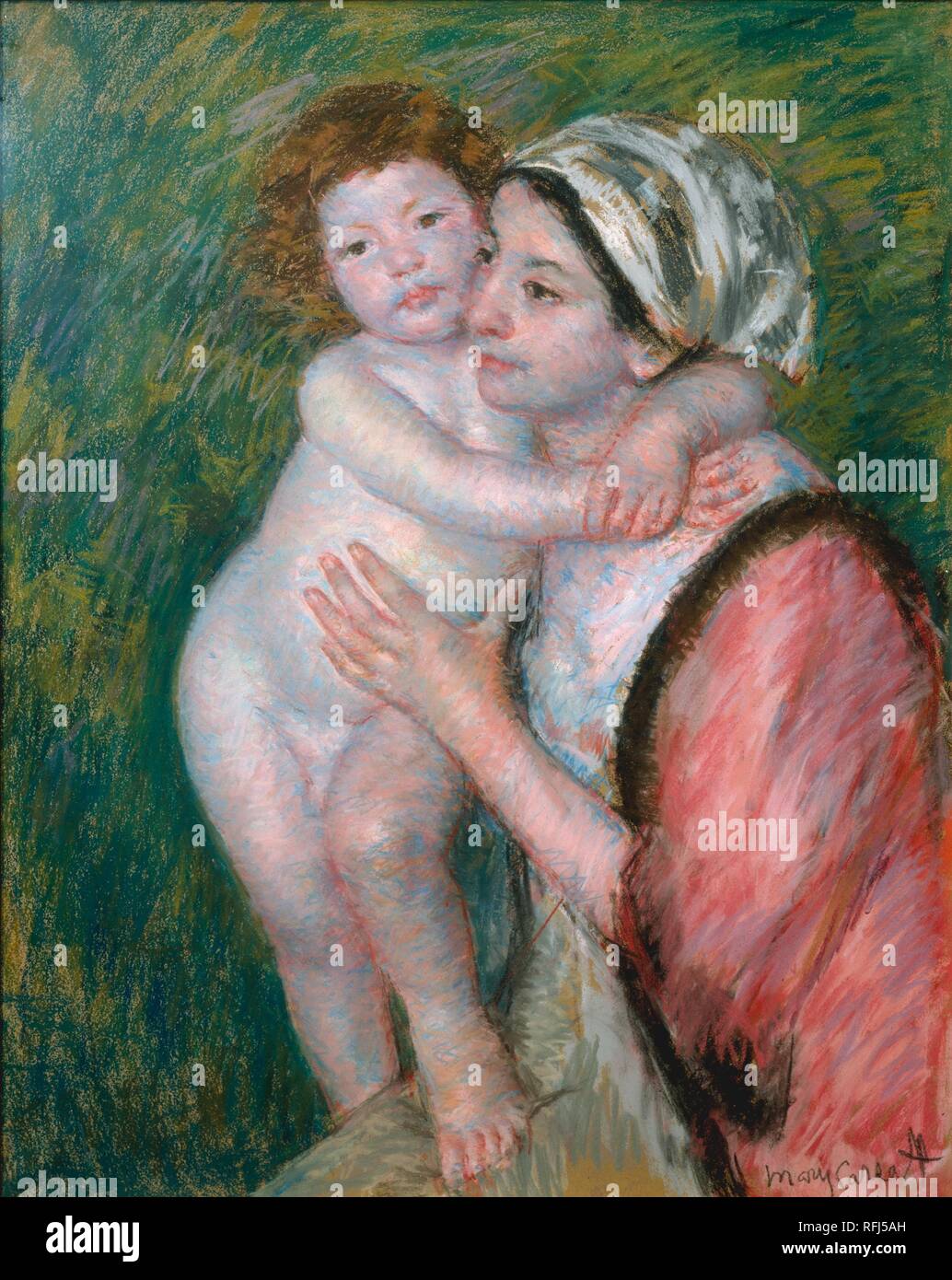 Mother and Child. Artist: Mary Cassatt (American, Pittsburgh, Pennsylvania 1844-1926 Le Mesnil-Théribus, Oise). Dimensions: 32 x 25 5/8 in. (81.3 x 65.1 cm). Date: 1914. Museum: Metropolitan Museum of Art, New York, USA. Stock Photo