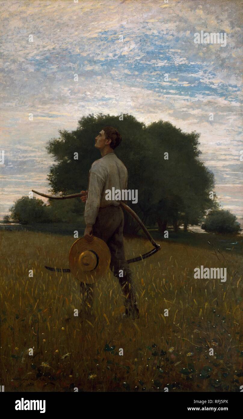 Song of the Lark (also known as ,,In the Field'). Date/Period: 1876. Painting. Oil on canvas. Height: 98.4 cm (38.7 in); Width: 61.6 cm (24.2 in). Author: Winslow Homer. Stock Photo