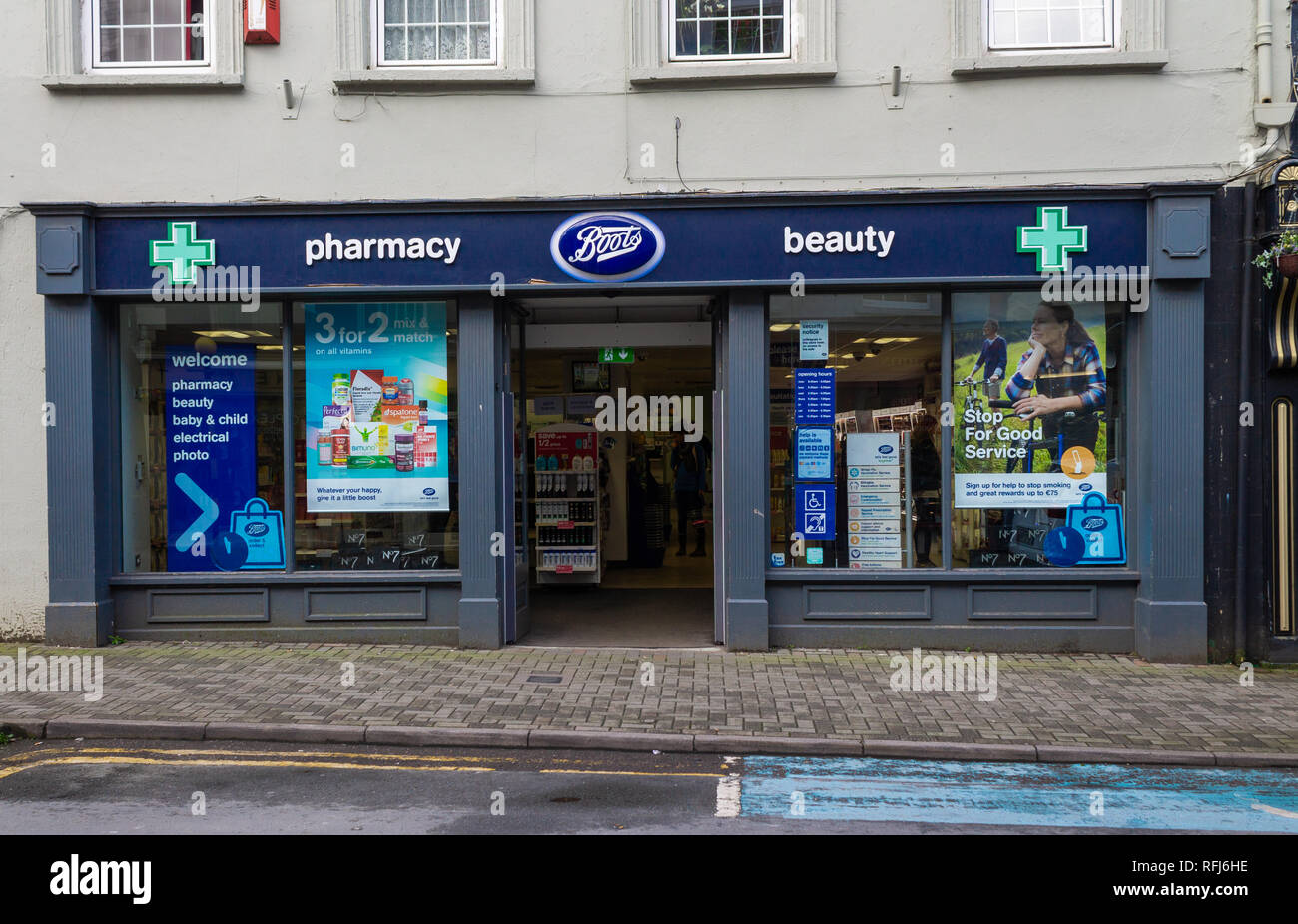 boots pharmacy shop front on bandon high street ireland Stock Photo