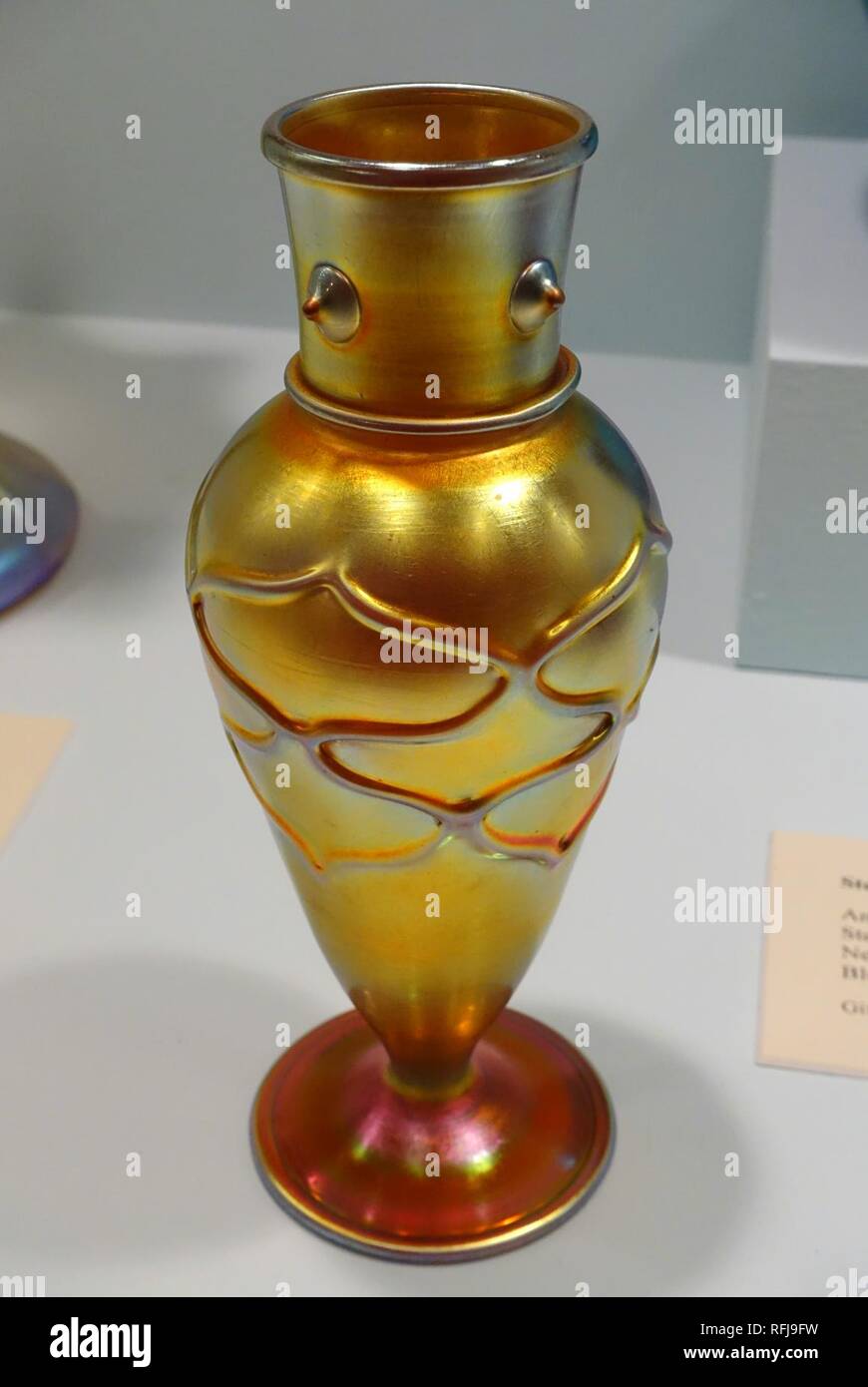 Aurene vase, Steuben Division of Corning Glass Works, New York, 1900-1925, blown iridescent glass - Krannert Art Stock Photo