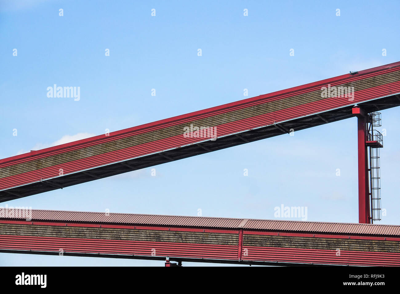 Abstract image of a conveyor system in the port of Rostock Warnemuende Stock Photo