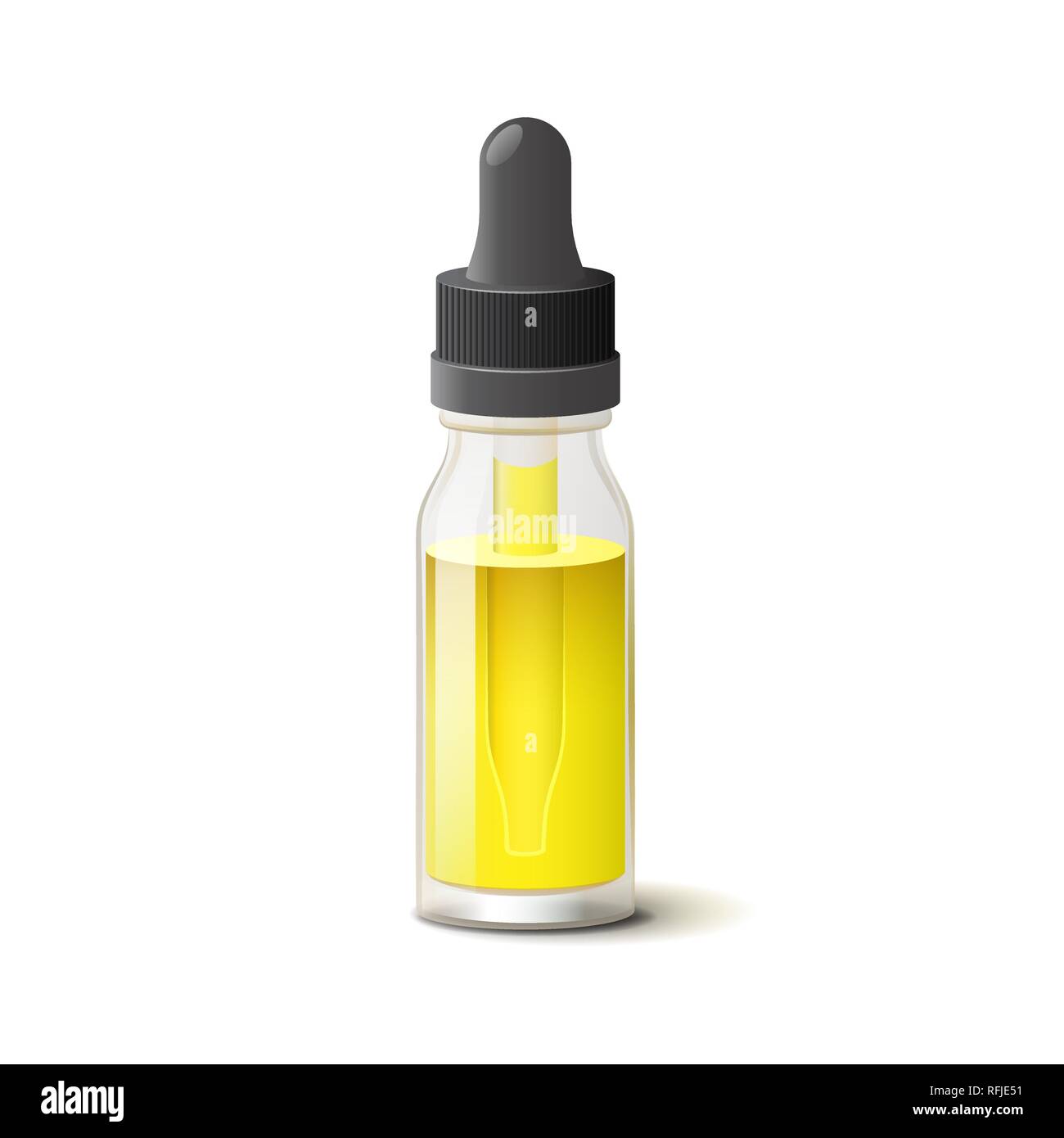 Small glass bottle with essence cosmetic or aroma oil Stock Vector