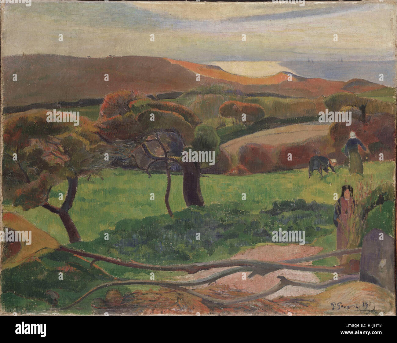 Les Champs Au Bord De La Mer Landscape From Bretagne Date Period 18 Painting Oil On