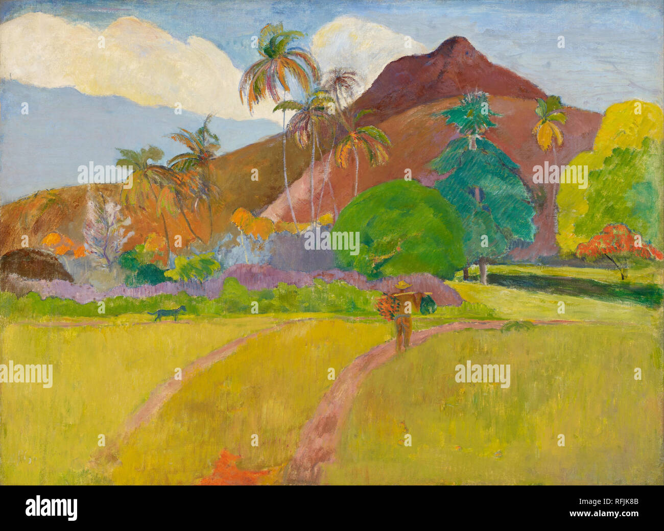 Montagnes tahitiennes / Tahitian Landscape. Date/Period: 1891. Painting. Oil on canvas. Height: 67.9 cm (26.7 in); Width: 92.3 cm (36.3 in). Author: PAUL GAUGUIN. GAUGUIN, PAUL. Stock Photo