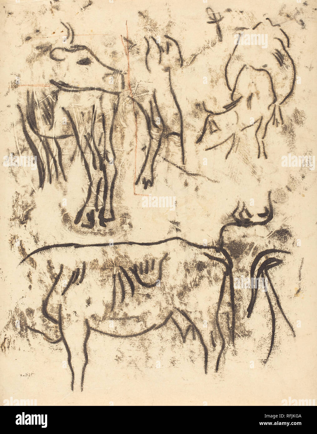 Animal Studies. Dated: 1901/1902. Medium: traced monotype in black and red on thin wove paper laid down on wove paper. Museum: National Gallery of Art, Washington DC. Author: PAUL GAUGUIN. Stock Photo