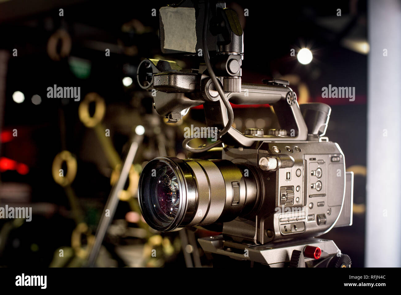 backstage of video production professional video cameras Stock Photo