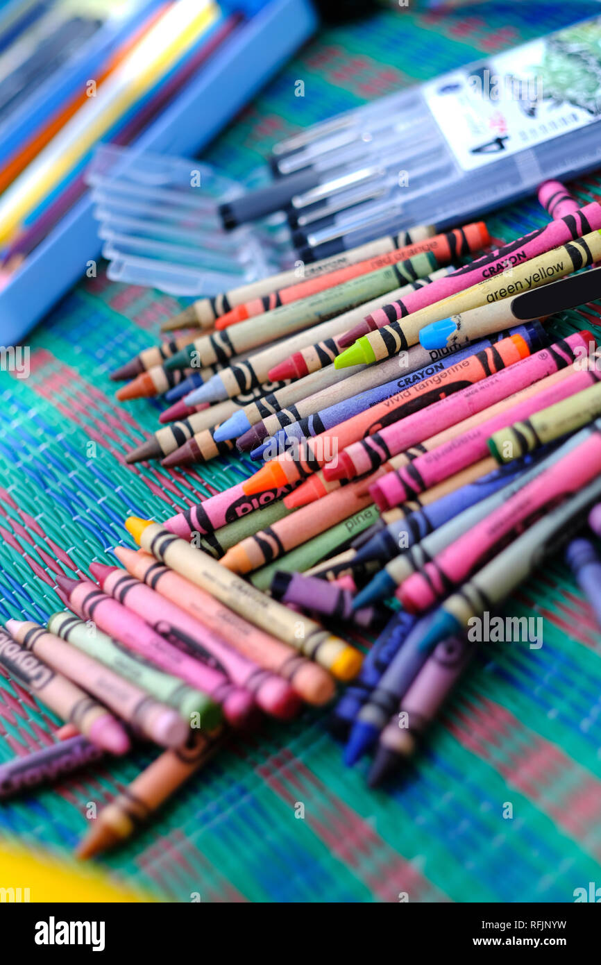 Pack of colorful crayons , Art Supply Stock Photo Alamy