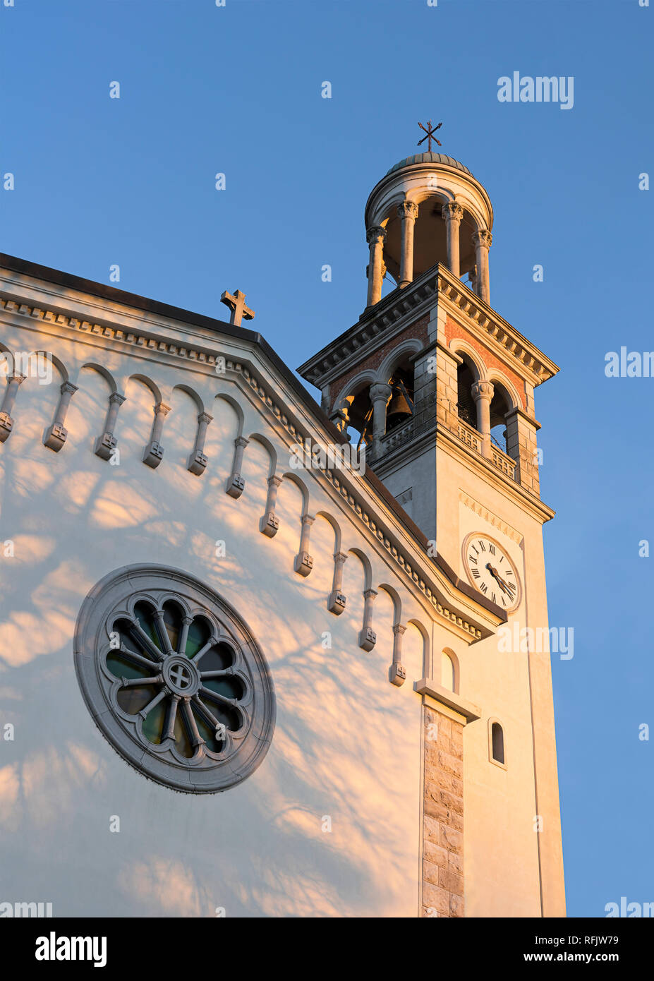Catolic church with a small dome on top. Stock Photo