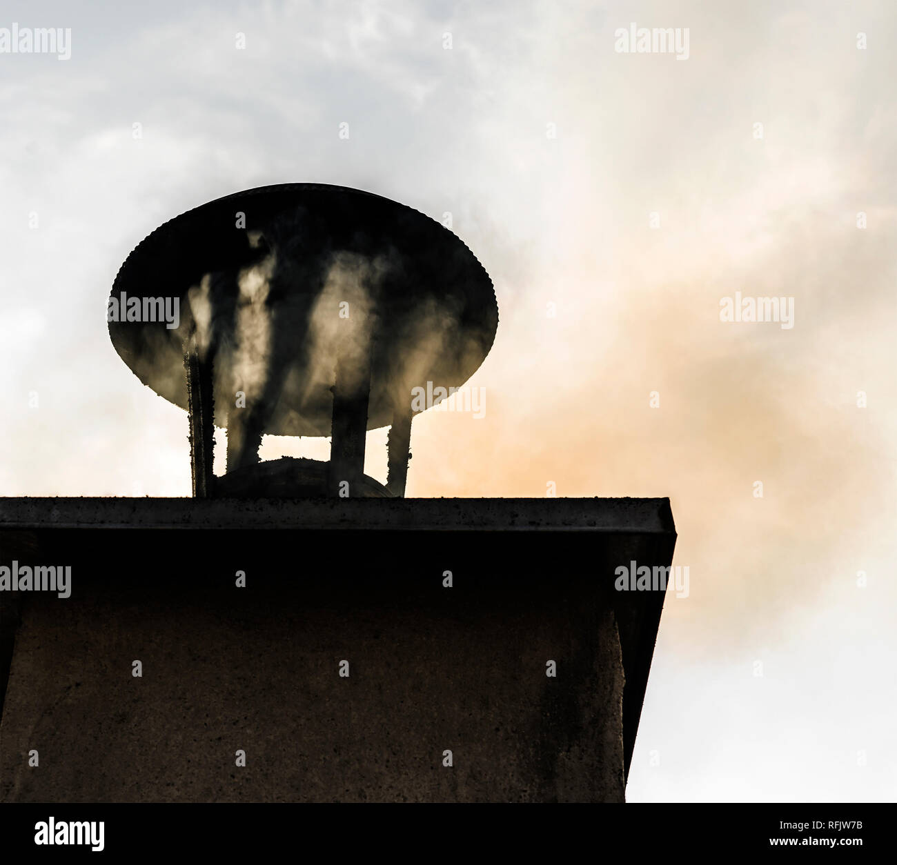Chimney with smoke coming out Stock Photo Alamy