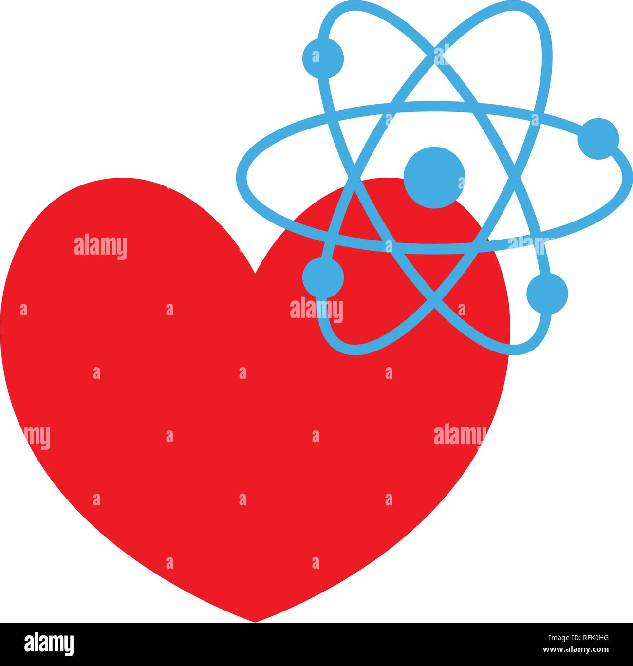 heart cardio with atom molecule vector illustration design Stock Vector