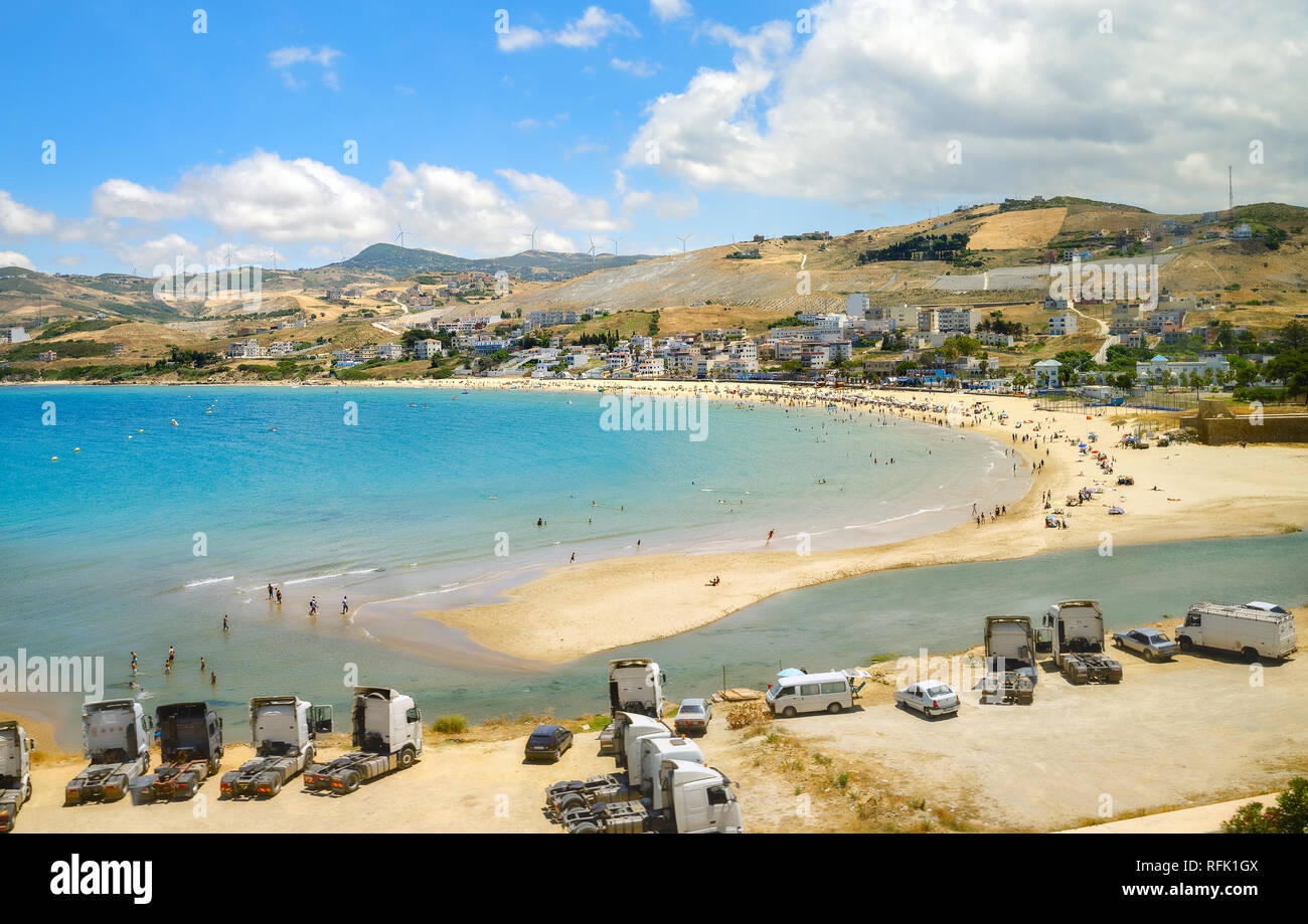 Moroccan landscape with beach near Tangier. Morocco, North Africa Stock Photo