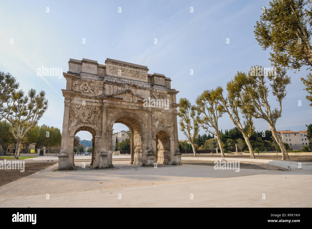 Ruins of ancient Roman Triumphal Arch at Orange. France Stock Photo