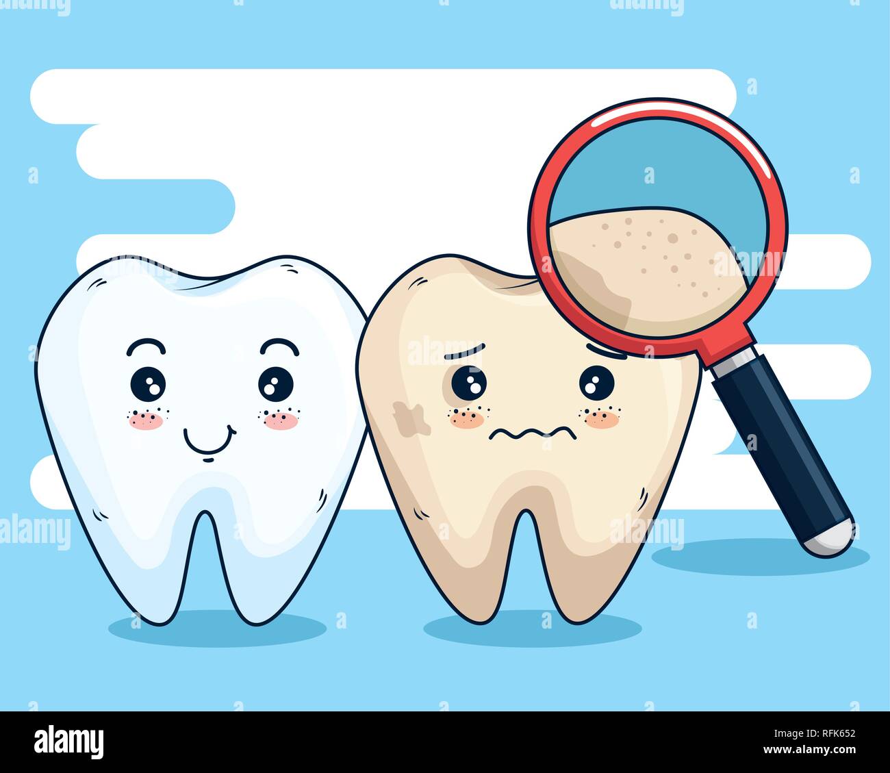teeth care medicine and magnifying glass Stock Vector Image & Art - Alamy