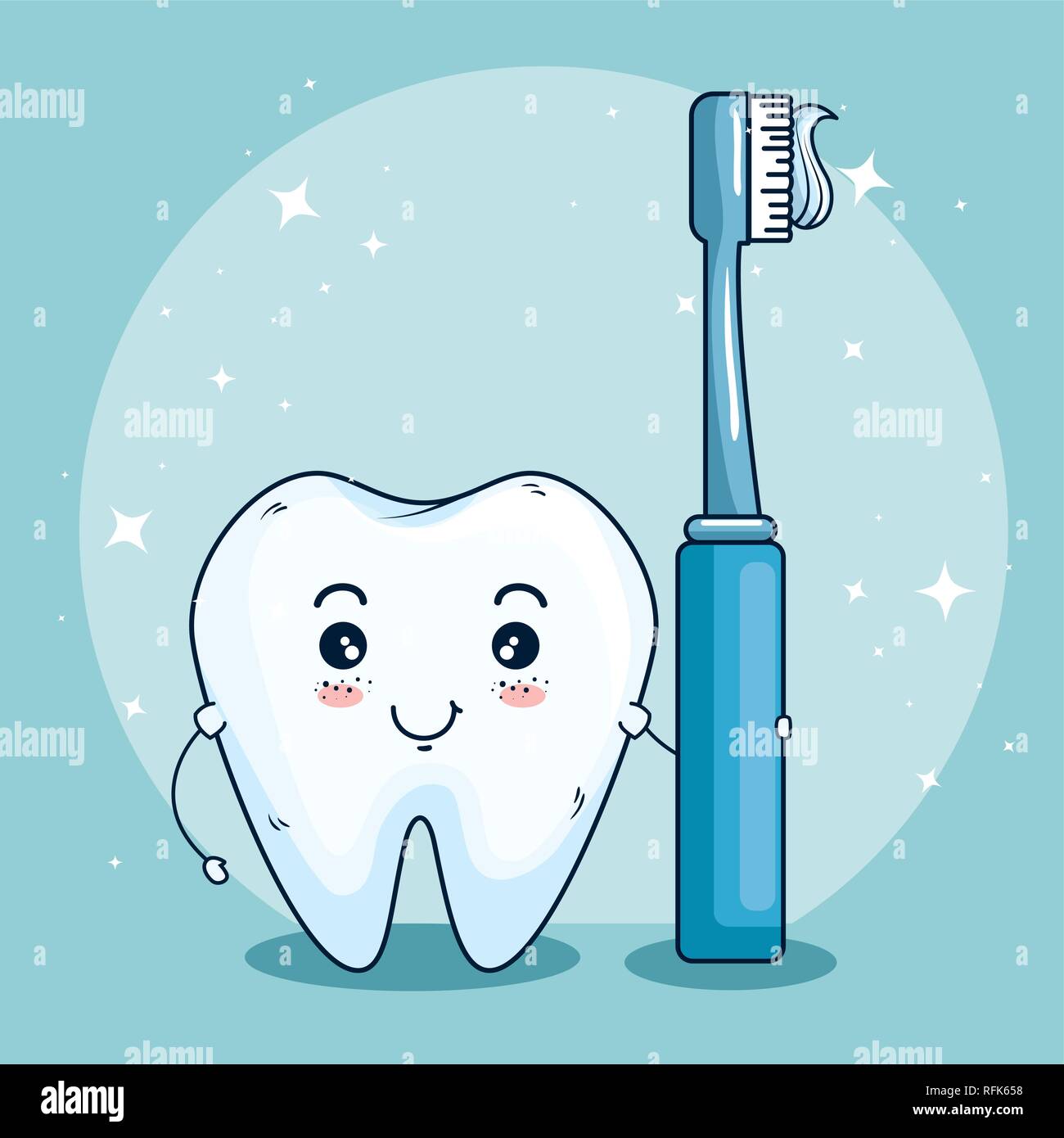 tooth care medicine with dental toothbrush Stock Vector Image & Art - Alamy