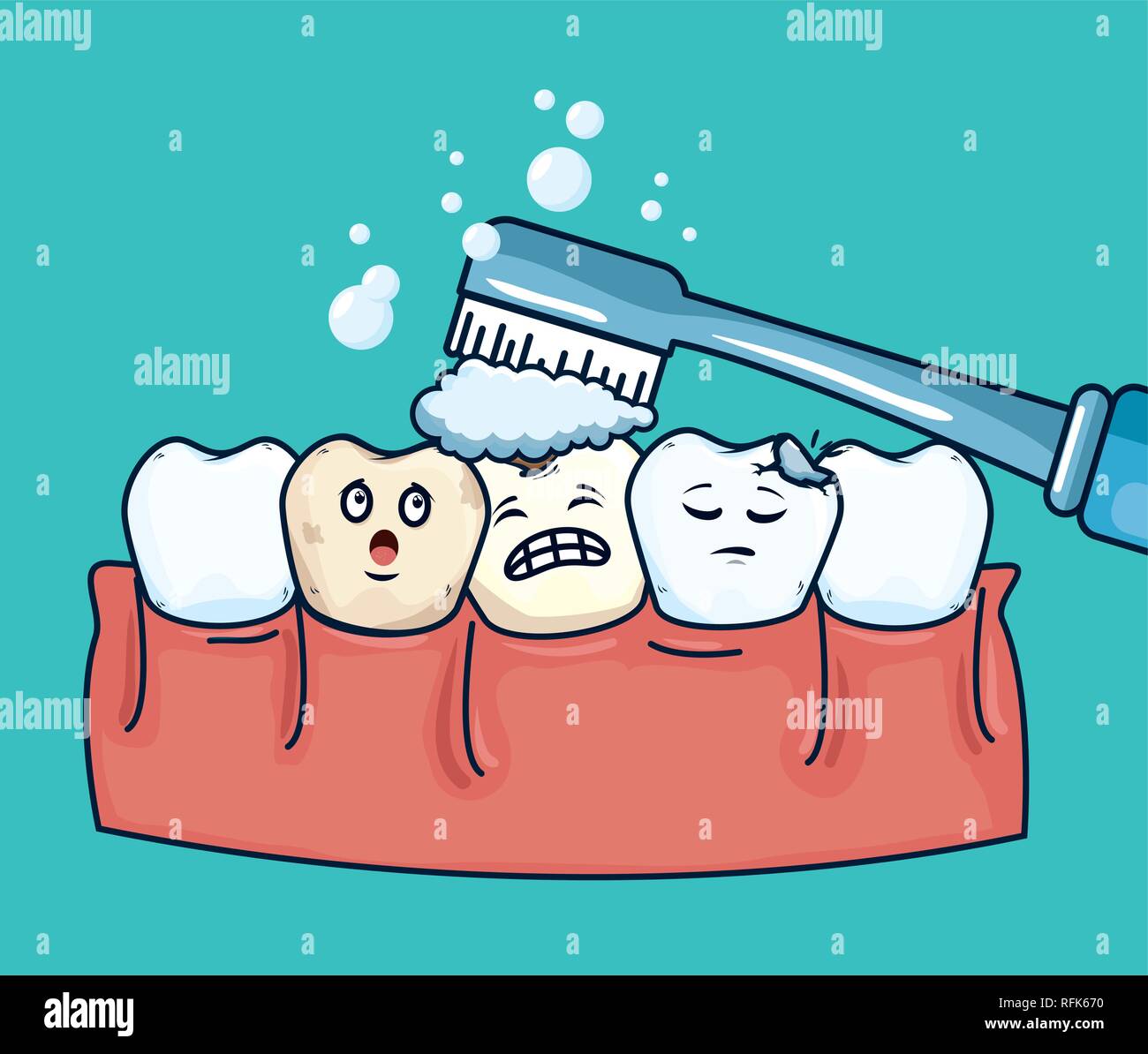 teeth care with toothbrush dental hygiene Stock Vector Image & Art - Alamy