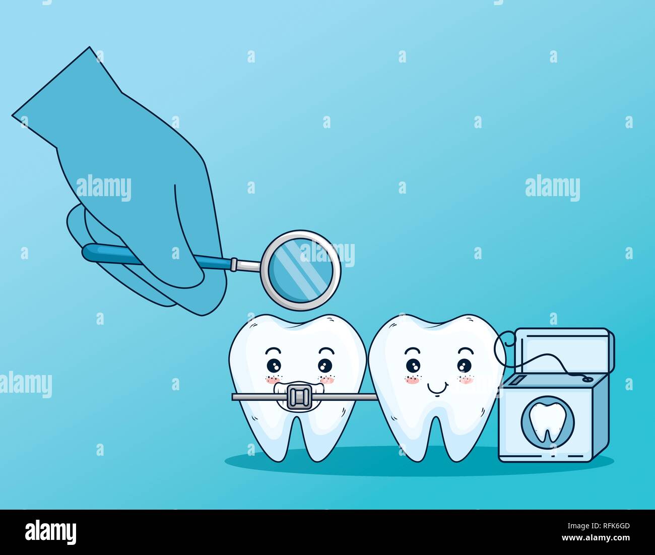 teeth care with orthodontic and dental floss Stock Vector Image & Art ...