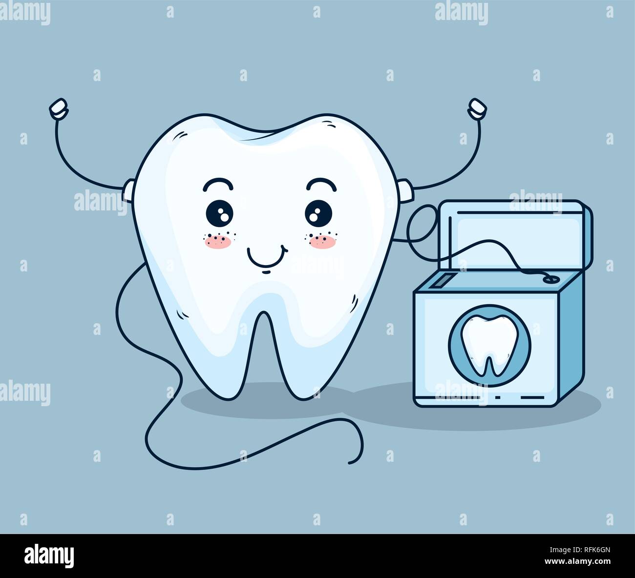 tooth care treatment with dental floss Stock Vector Image & Art - Alamy