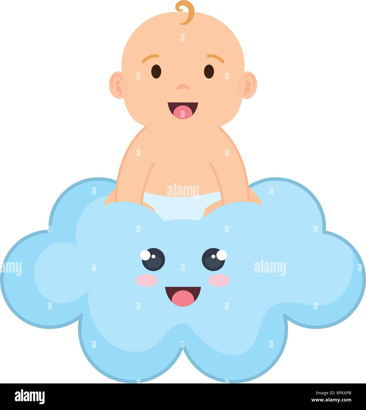 cute and little boy baby in cloud Stock Vector Image & Art Alamy