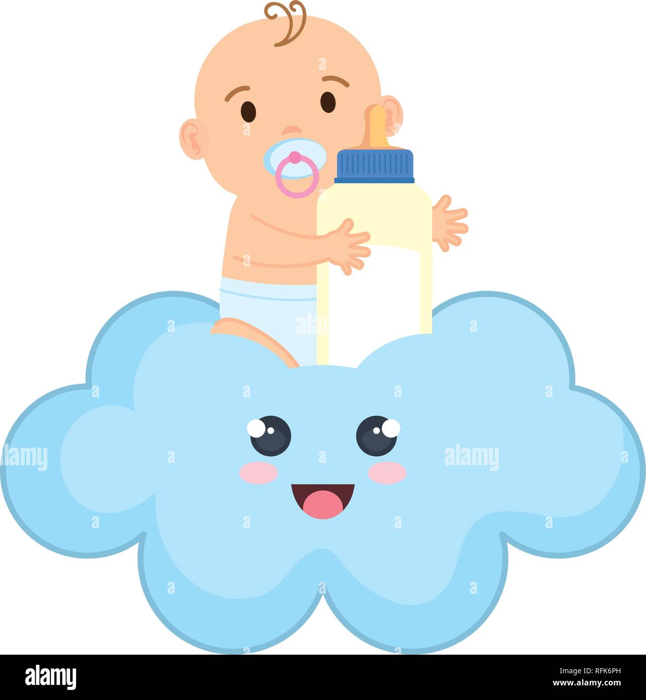 cute and little boy baby with milk bottle Stock Vector Image & Art - Alamy