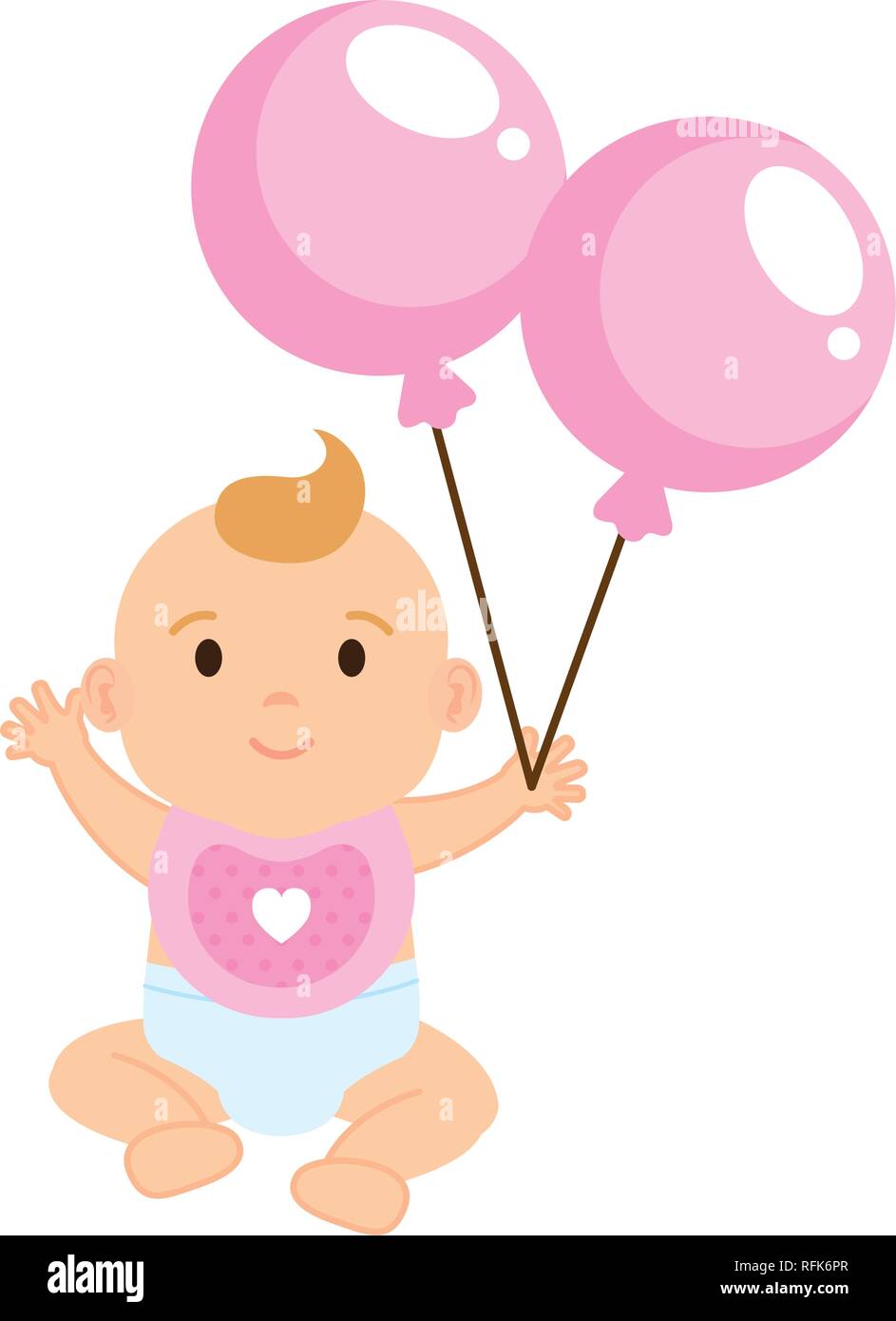 cute and little girl baby with balloons helium Stock Vector Image & Art ...