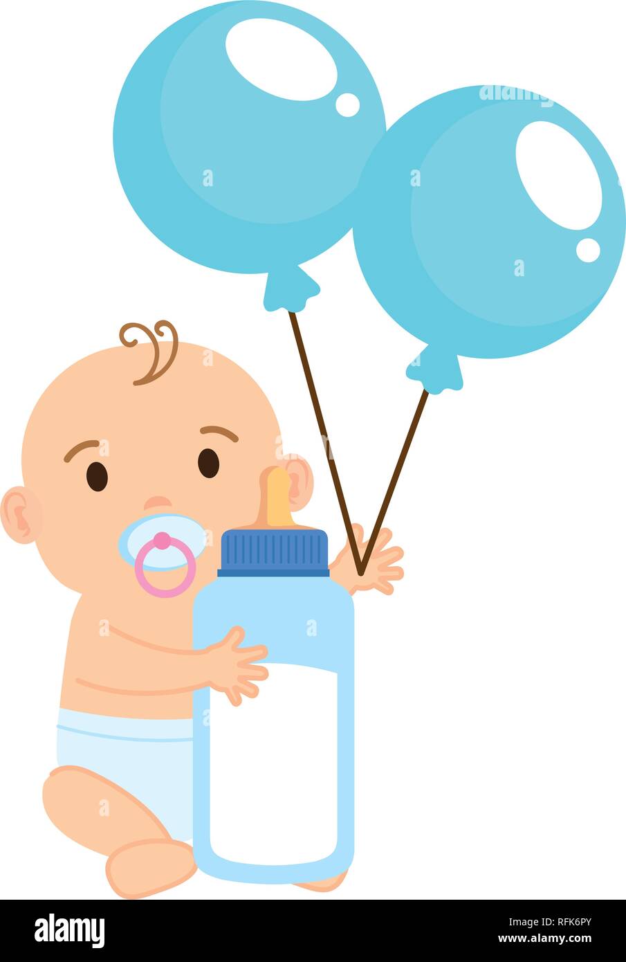 cute and little boy baby with milk bottle Stock Vector Image & Art - Alamy