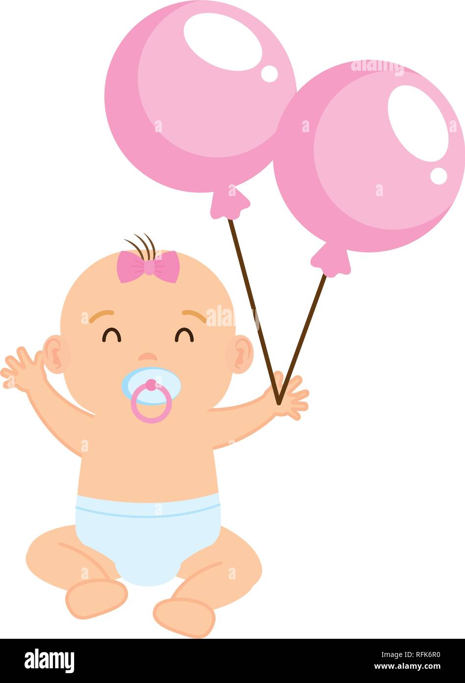 cute and little girl baby with balloons helium Stock Vector Image & Art ...